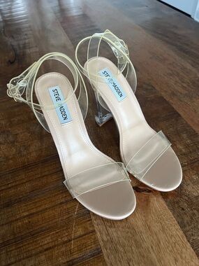 Steve Madden Clear Strap Heeled Sandals - Nude/Transparent